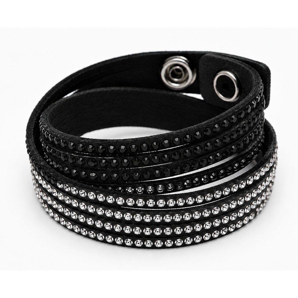 Swarovski Slake Wrap Bracelet Black Clear Crystal Austria Retired NWOT Jewelry